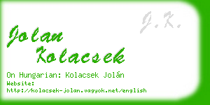 jolan kolacsek business card